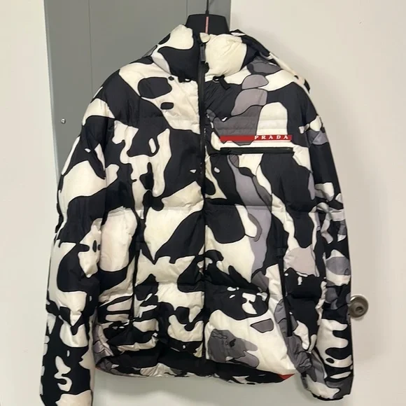 Prada Jackets Coats Prada Monochrome Camouflage Puffer